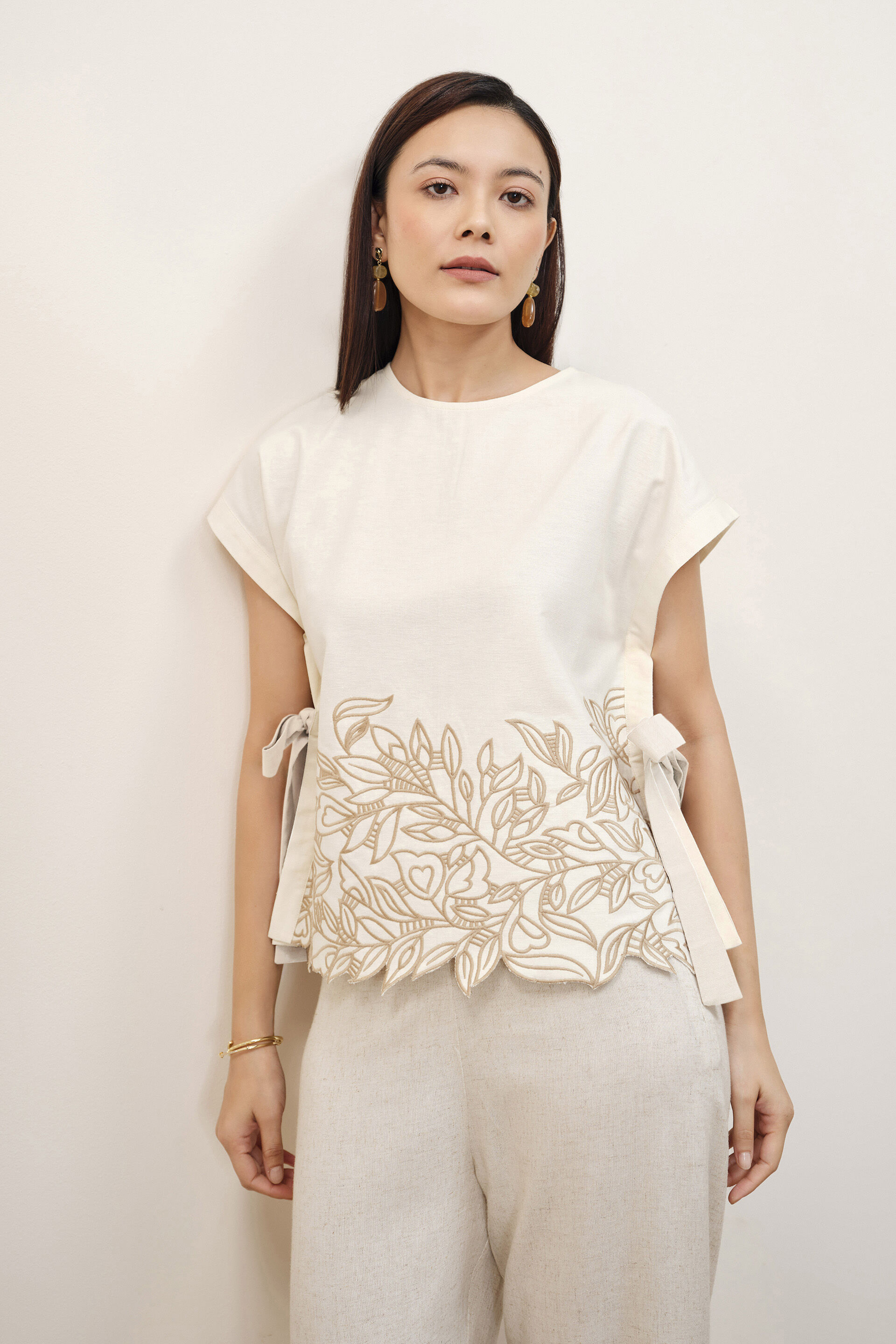 White Cutwork Boxy Top, Off White, image 2